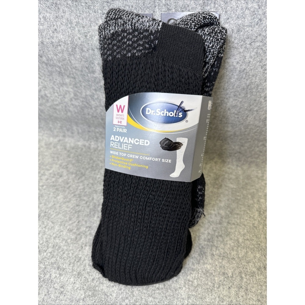 Dr. Scholl's Women's Advanced Relief Wide Top Crew Comfort 2 Pair Size 8-12